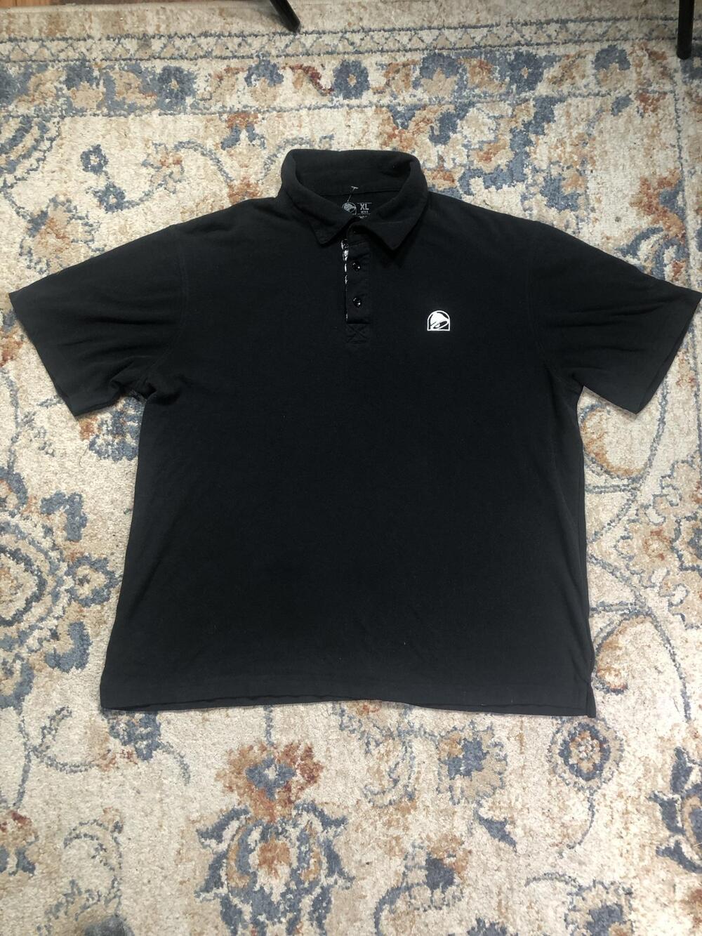 Taco Bell Polo Shirt Mens XL Black Solid Logo Workwear Short Sleeve Uniform